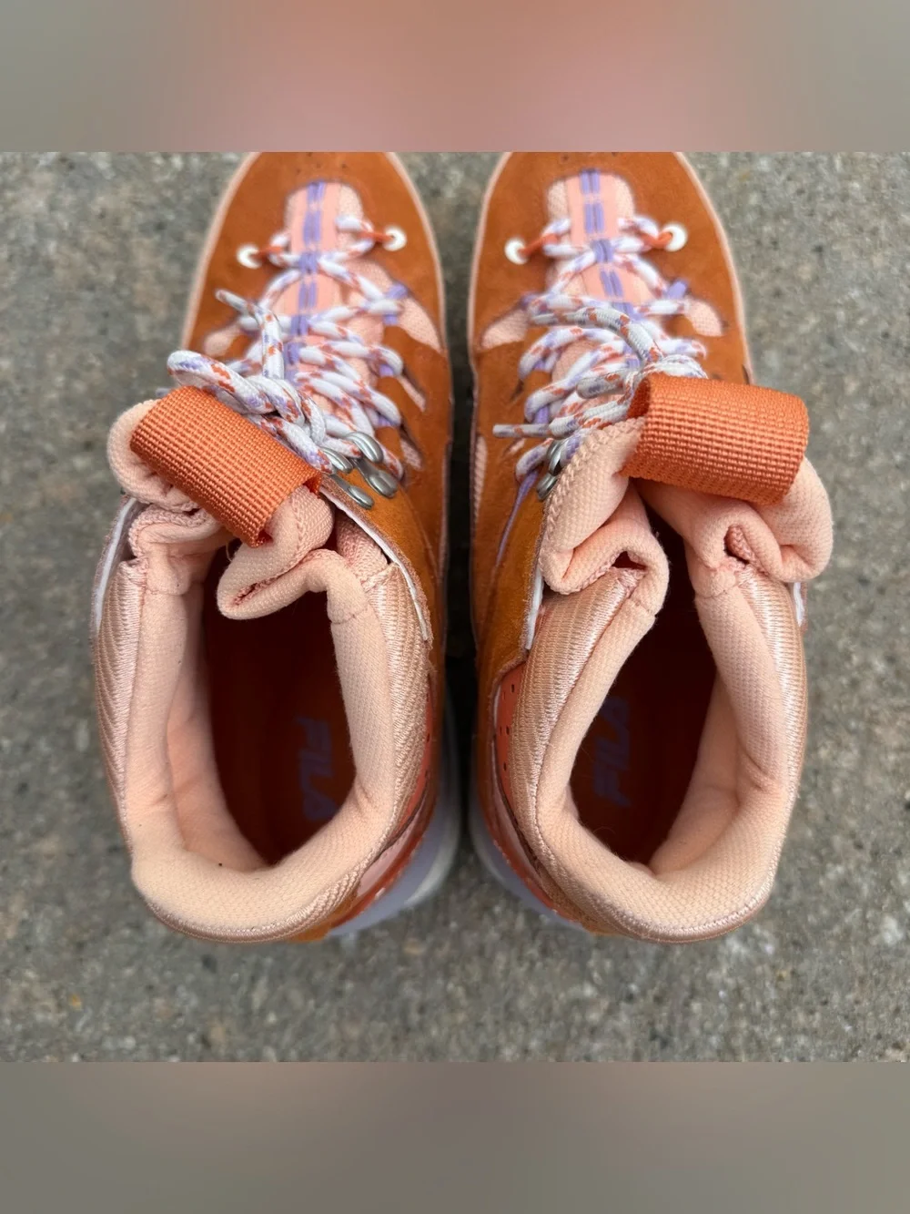 Fila Renno Multi Trekking Hi Shoes Womens 10 Orange Purple Suede Chunky Sneakers - Picture 7 of 9